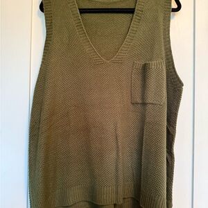 Olive Green Sleeveless Sweater Vest